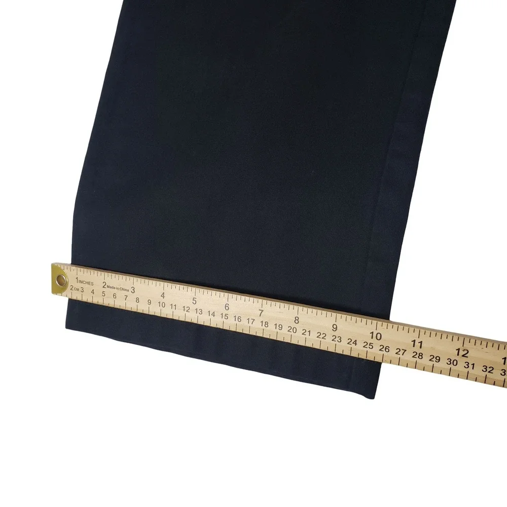 George Mens Black Flat Front Chino Pants Straight Leg 40x30 Regular Fit Trousers